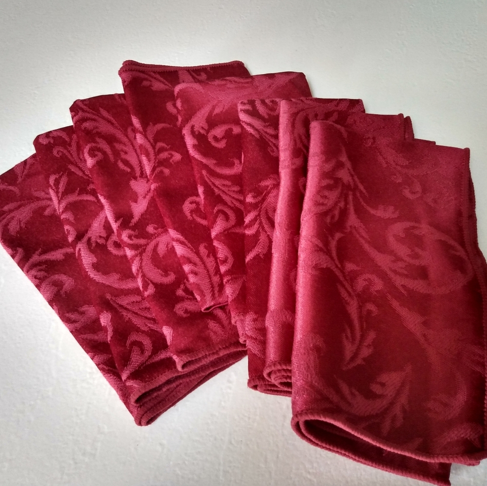 ❤️🎁❤️🎁Fancy Burgundy Cotton Blend Jacquard Holiday Napkins (8)